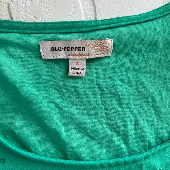 Blue Pepper Vintage Women's Kelly Green Cutout Sleeveless Shift Dress -sz S - Picture 5 of 5